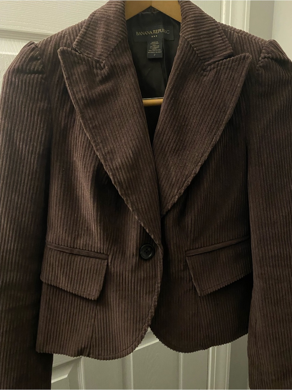 Banana Republic Dark Brown Corduroy Single-Button Blazer